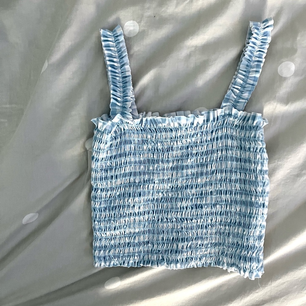 Tilly's light blue and white top xs